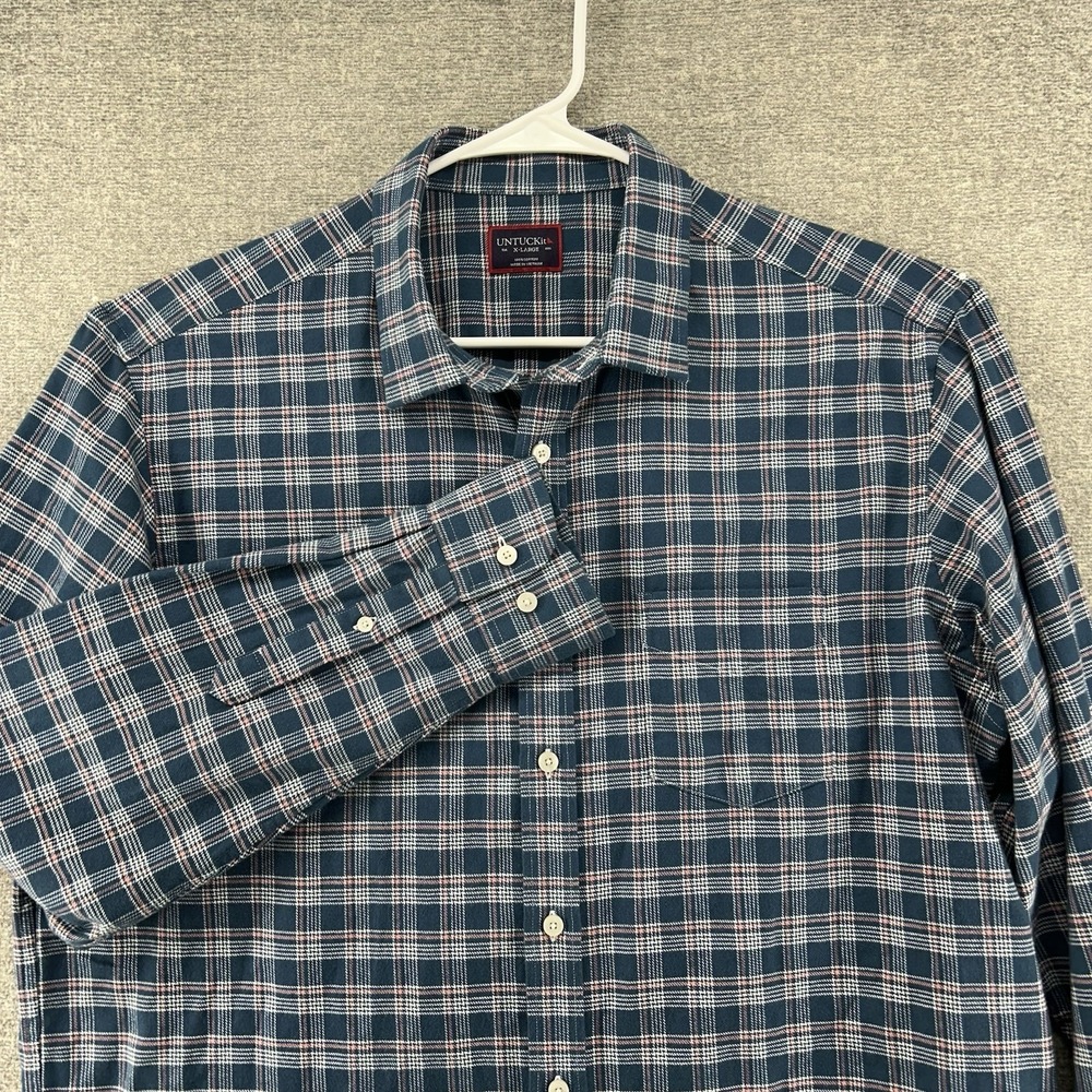 UNTUCKit Balthazar Flannel Shirt Men Size XL Green Plaid Long Sleeve Button Up